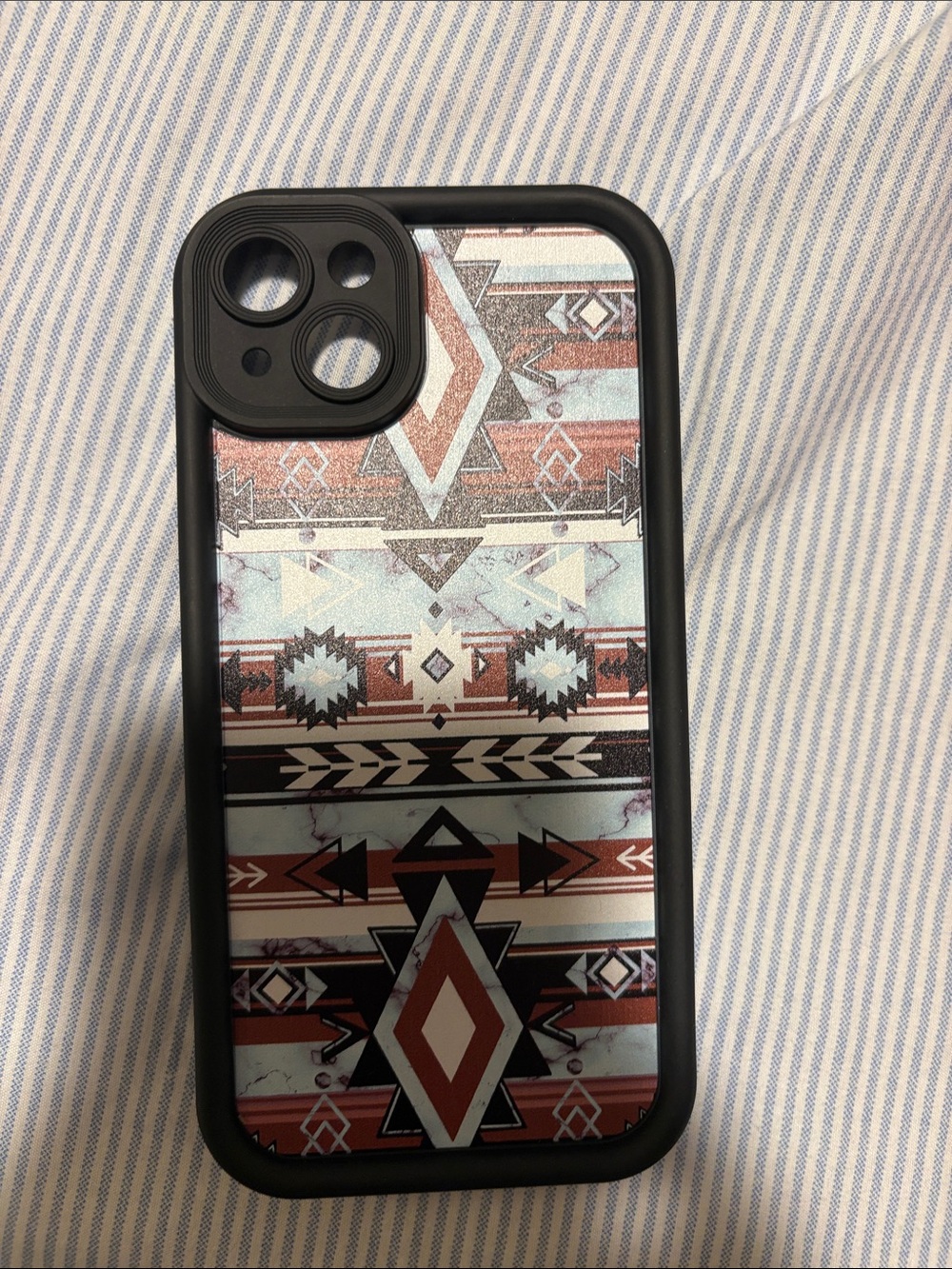 Protective Black Phone Case with Southwestern Pattern - Multi-Color
